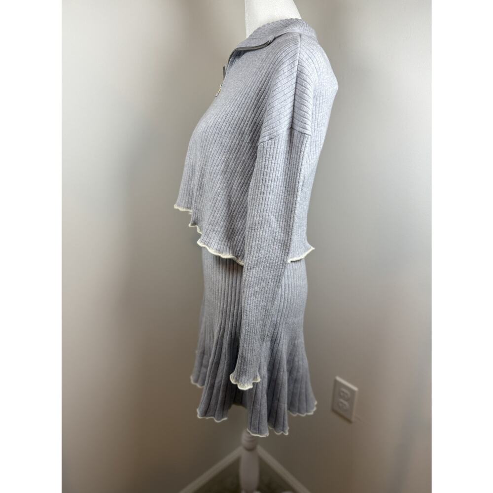 Anthropologie Daily Practice Miles Sweater Dress Small Gray Knit Pleated Preppy - Picture 8 of 15
